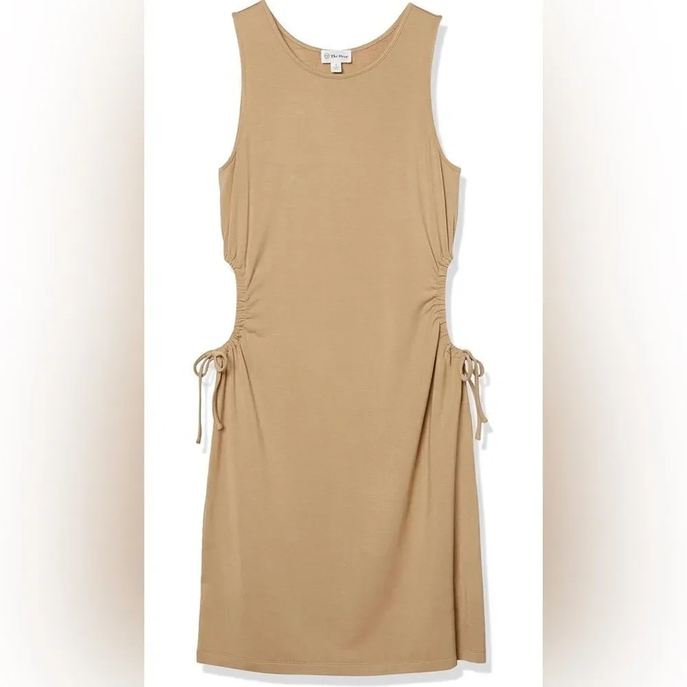 Women’s London Fitted Cutout Ruched Mini Dress In Tan Size XXL NWT